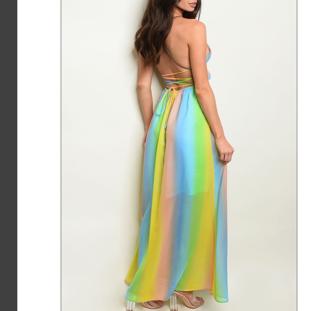 Ombré gradient rainbow color maxi dress, NEW! 🌈 - Picture 4 of 8